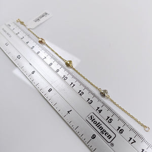 PULSERA ESP CON CORAZONES COMBINADOS 14K 18 CM 1.6 GR (NUEVO)