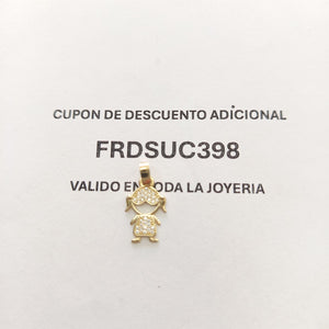 DIJE TEJIDO NIÑA CON CIRCONIAS 14K 0.9 GR (NUEVO)