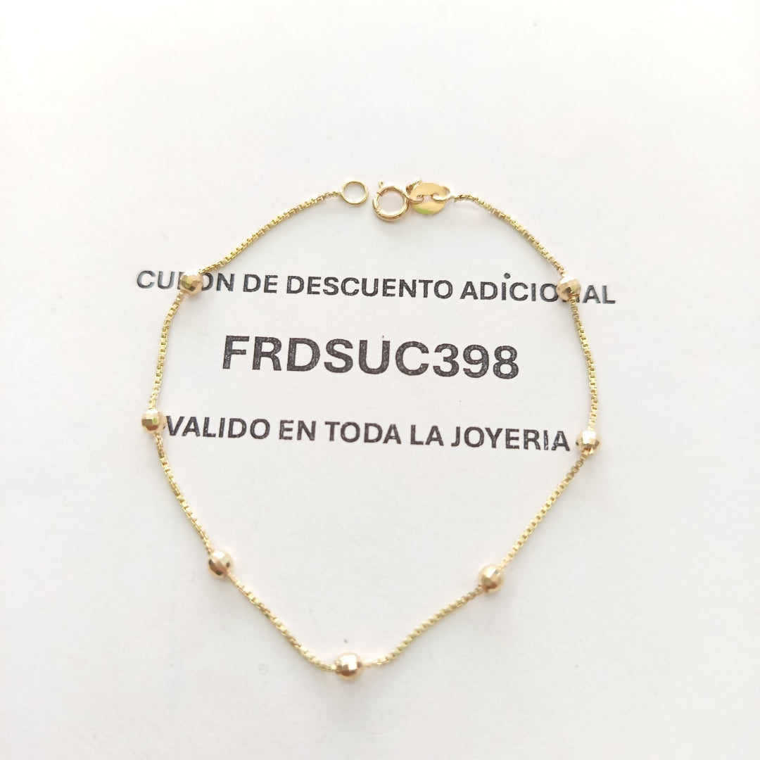 PULSERA ESPECIAL CON BOLITAS 14K 18 CM 1.4 GR (NUEVO)