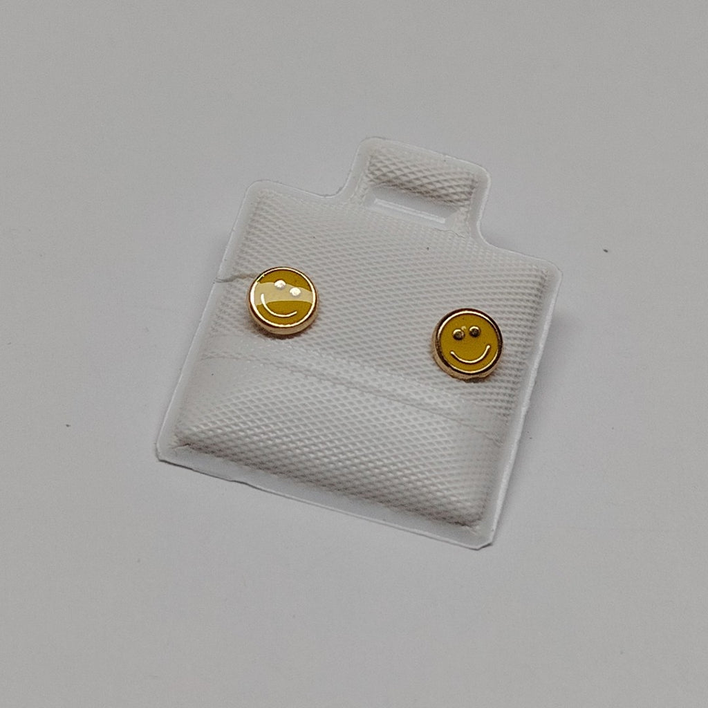 BROQUELES BROQUEL FIG SONRISA ESMALTE AMARILLO 14K 0.2074 GR (NUEVO)