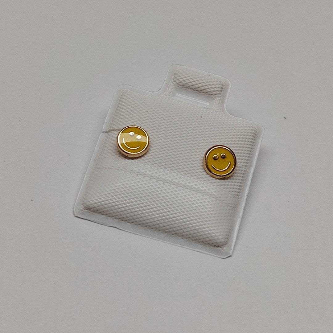 BROQUELES BROQUEL FIG SONRISA ESMALTE AMARILLO 14K 0.2074 GR (NUEVO)