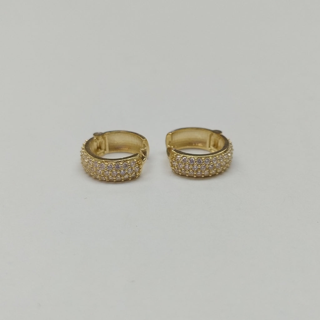 ARETES HUGGIE CON CIRCONIAS 14K 2.2 GR (NUEVO)