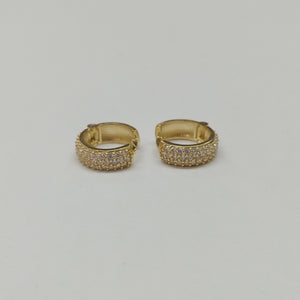 ARETES HUGGIE CON CIRCONIAS 14K 2.2 GR (NUEVO)