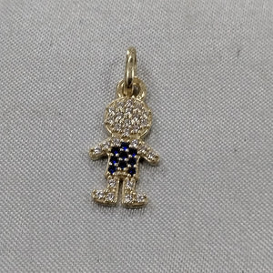 DIJE NIÑO CON CIRCONIAS Y PIEDRAS DE COLOR 10K 0.9 GR (NUEVO)
