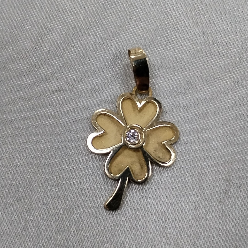 DIJE FIG TREBOL C CIRCONIA 14K 0.8 GR (NUEVO)