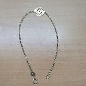 PULSERA TEJIDO ESPECIAL CON MANDALA 14K 18 CM 1.3 GR (NUEVO)