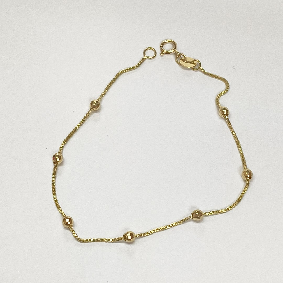 PULSERA ESPECIAL CON BOLITAS 14K 18 CM 1.4 GR (NUEVO)
