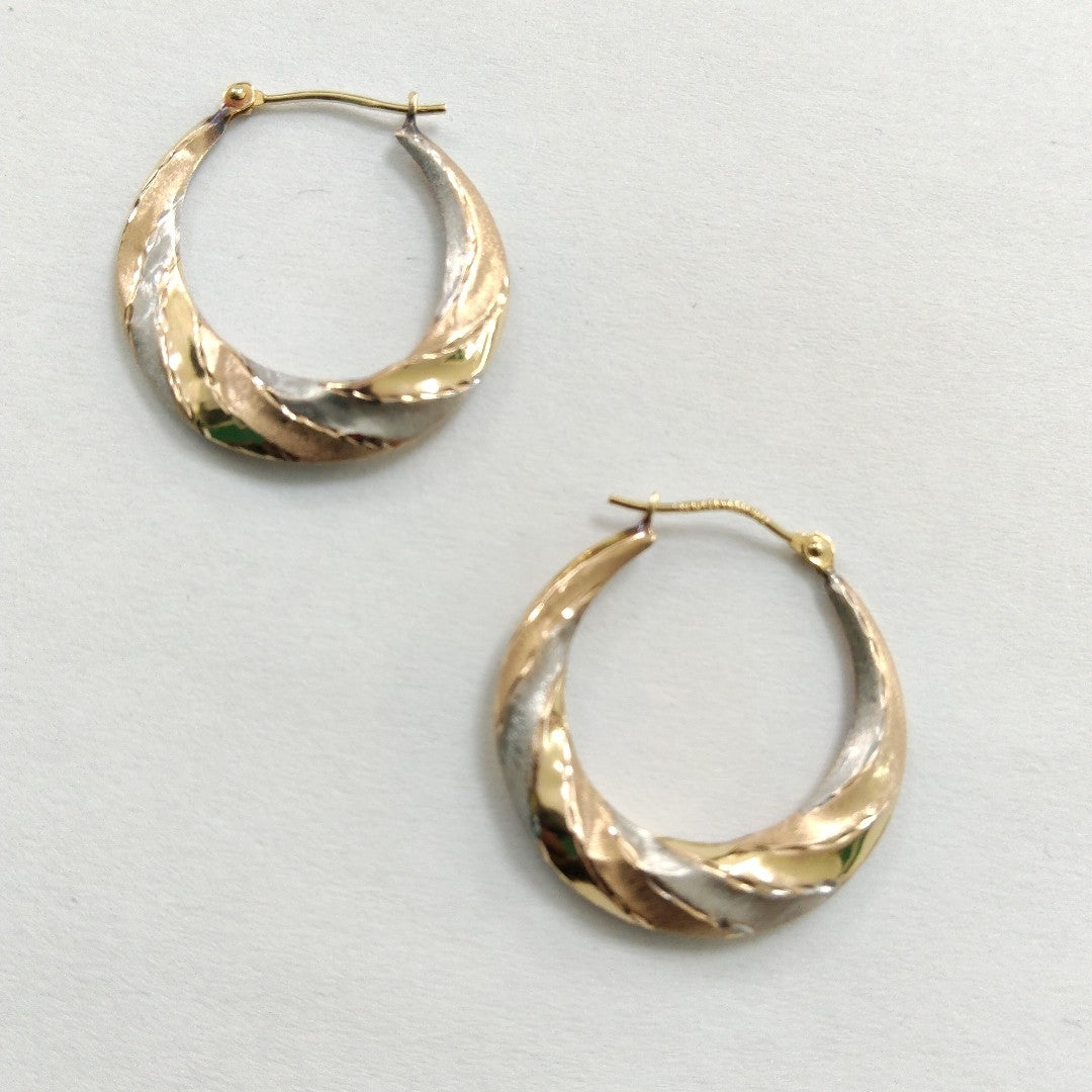 ARRACADAS PAR ORO, ORO COMBINADO 14 K 1.3 GRMS (SEMINUEVO)