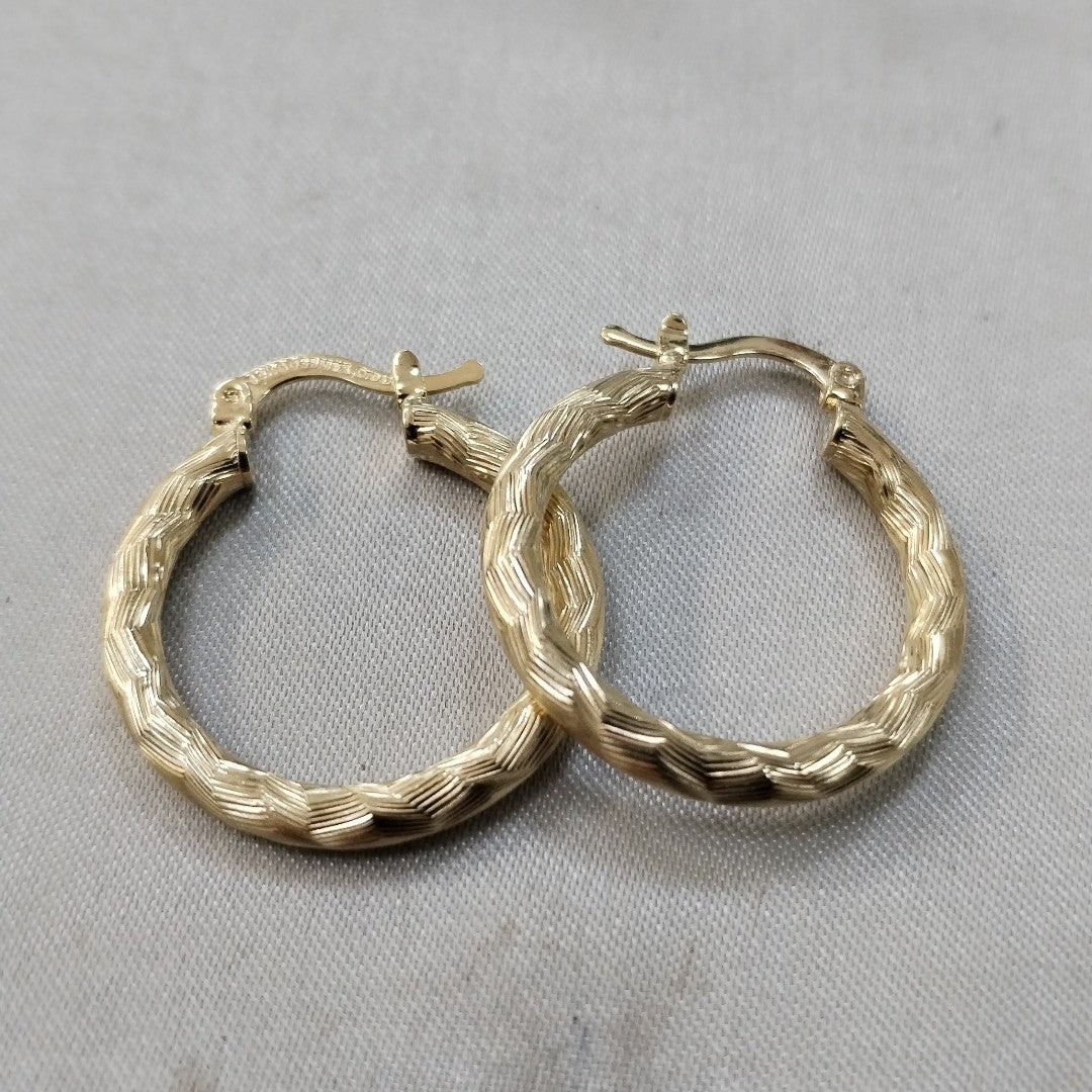 ARETES TEJIDO ARRACADA LABRADA 14K 2.8 GR (NUEVO)