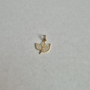 DIJE TEJIDO HOJAS CON CIRCONIAS 14K 1 GR (NUEVO)