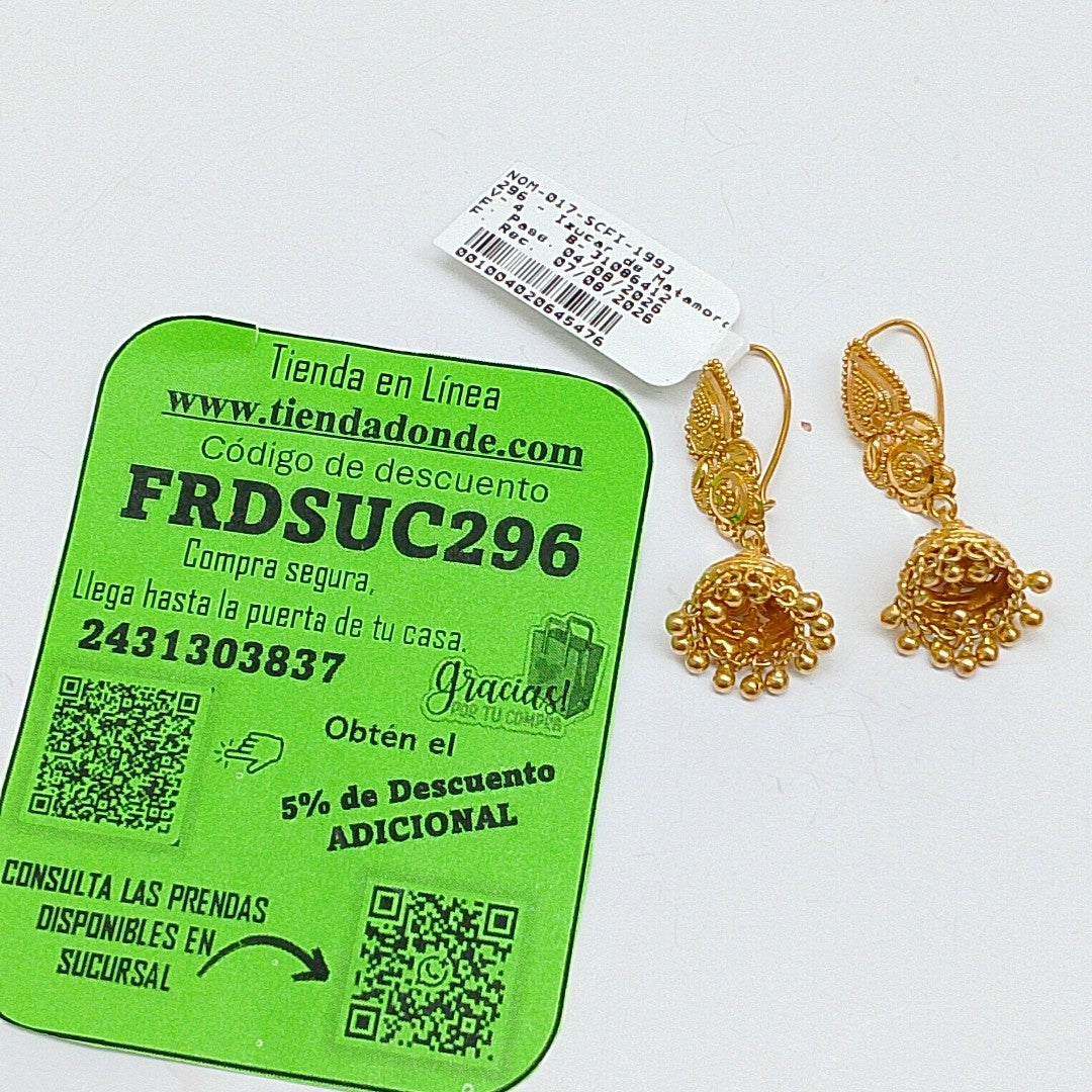 ARETES PAR ORO 21 K 8.4 GRMS (SEMINUEVO)