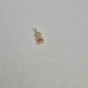 DIJE NIÑA CON CIRCONIAS Y PIEDRAS DE COLOR 10K 1.1 GR (NUEVO)