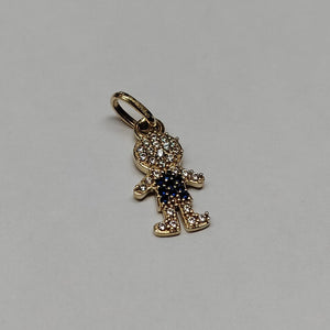 DIJE NIÑO CON CIRCONIAS Y PIEDRAS DE COLOR 10K 0.8 GR (NUEVO)