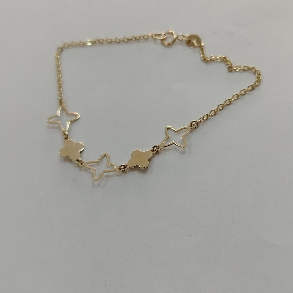 PULSERA TEJIDO ESP CON TREBOL 14K 18 CM 1.6 GR (NUEVO)