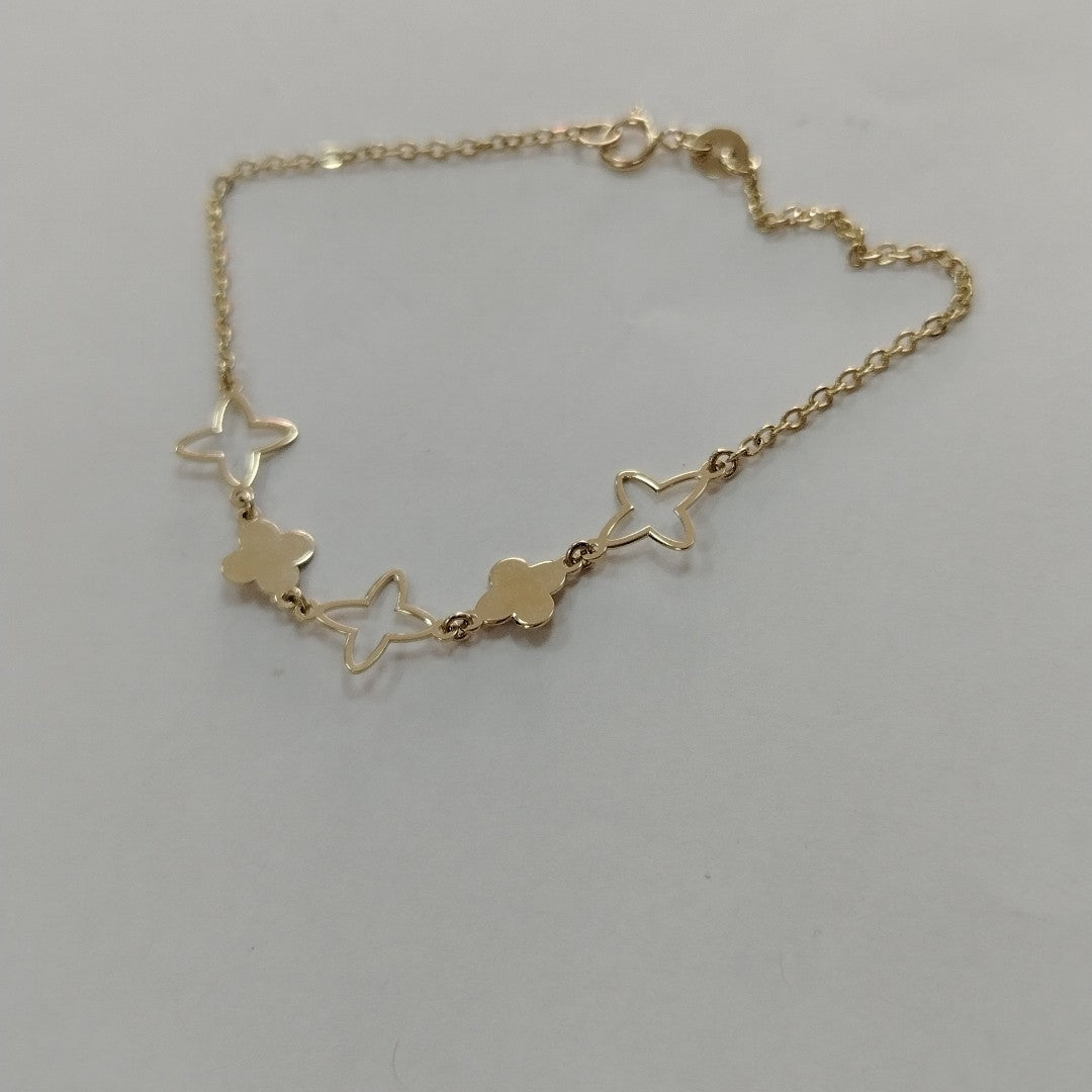 PULSERA TEJIDO ESP CON TREBOL 14K 18 CM 1.6 GR (NUEVO)