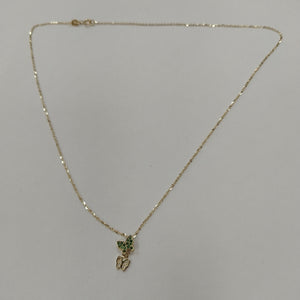 CADENA TEJIDO GARGANTILLA CON DIJE MARIPOSAS CIRCONIAS Y PIEDRAS DE COLOR 14K 45 CM 1.9 GR (NUEVO)