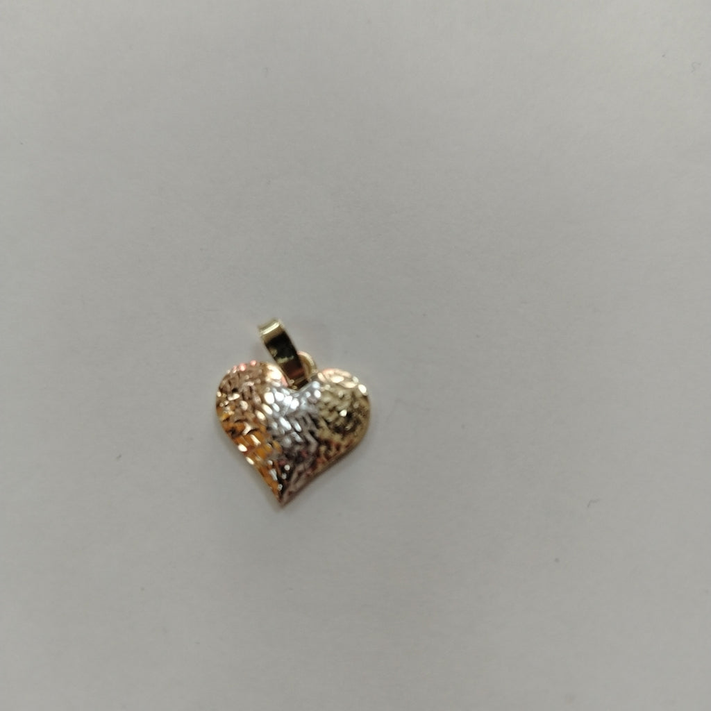 DIJE TEJIDO CORAZON LABRADO COMBINADO 14K 1.2 GR (NUEVO)