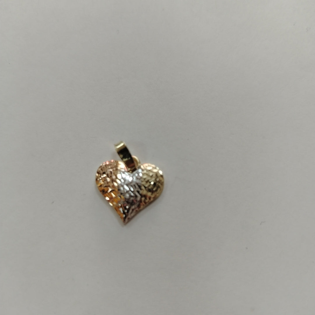 DIJE TEJIDO CORAZON LABRADO COMBINADO 14K 1.2 GR (NUEVO)