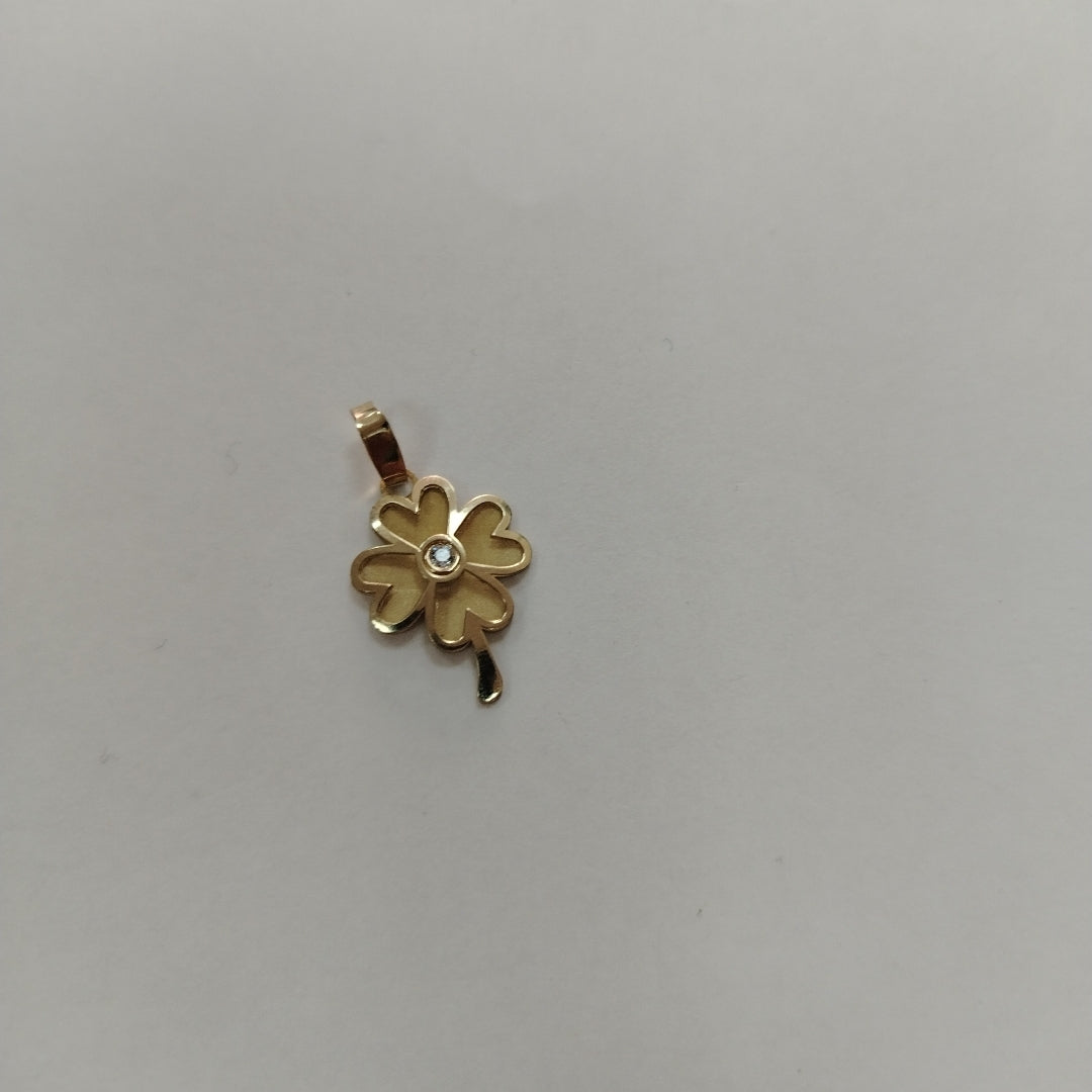 DIJE FIG TREBOL C CIRCONIA 14K 0.8 GR (NUEVO)