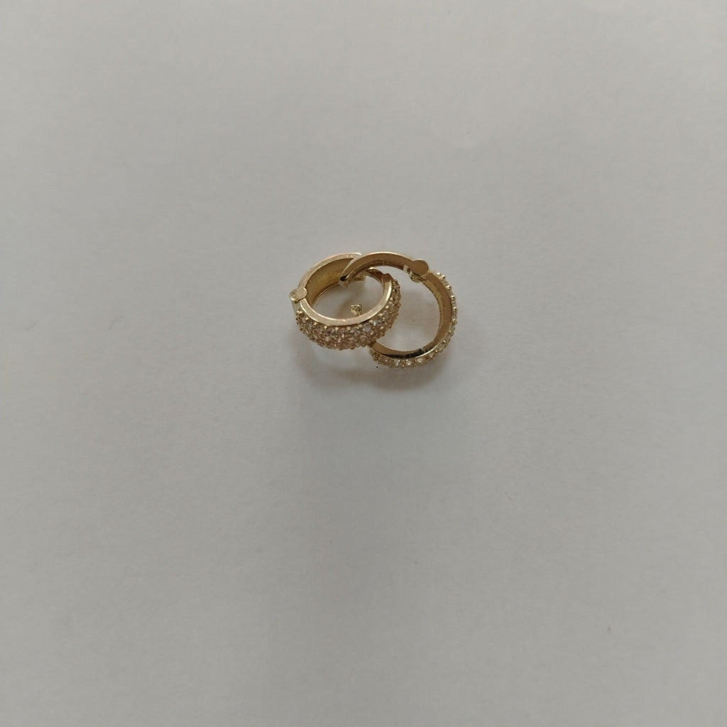 ARETES HUGGIE CON CIRCONIAS 14K 2 GR (NUEVO)