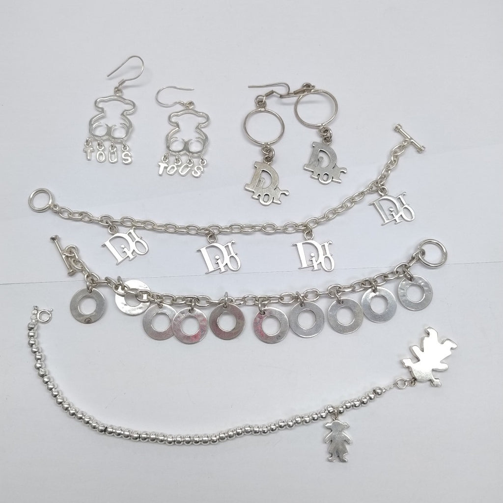 ARETES PAR, PULSERA PLATA 66.6 GRMS (SEMINUEVO)