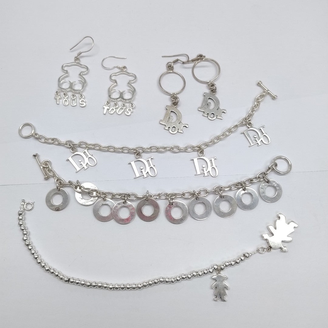 ARETES PAR, PULSERA PLATA 66.6 GRMS (SEMINUEVO)
