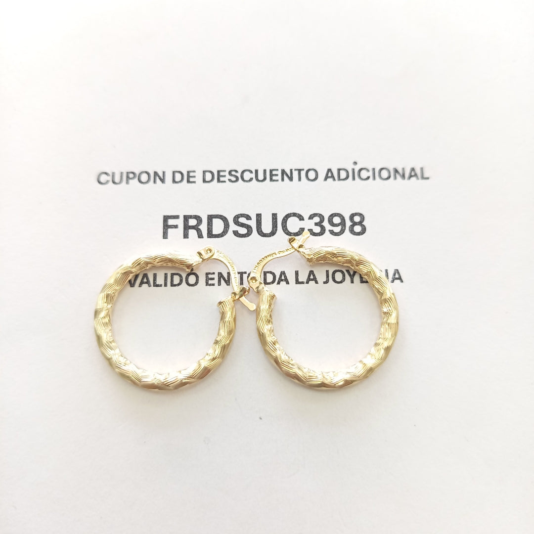 ARETES TEJIDO ARRACADA LABRADA 14K 2.5 GR (NUEVO)