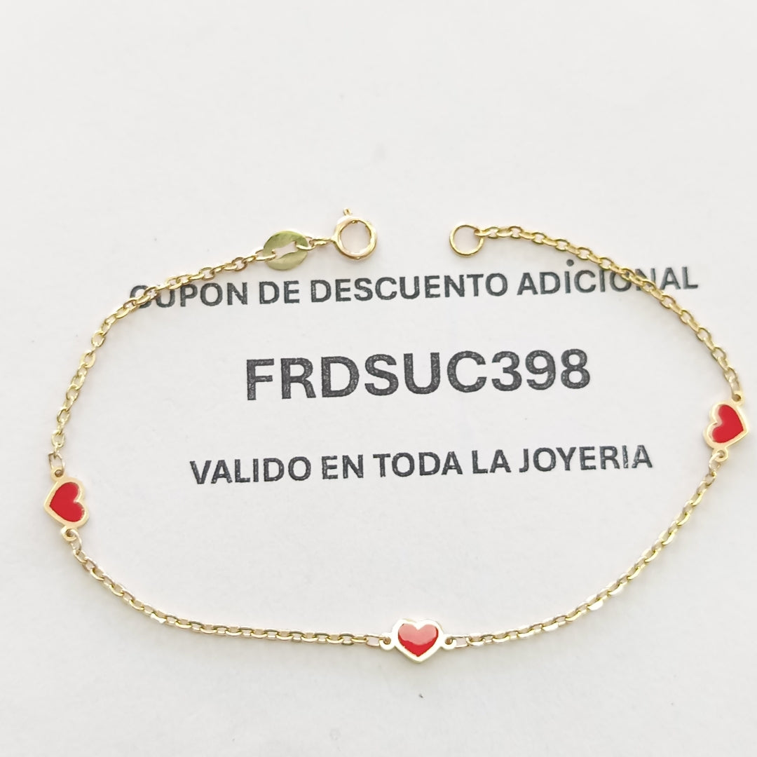 PULSERA ESPECIAL CON CORAZONES 14K 18 CM 1.4 GR (NUEVO)