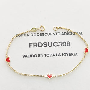 PULSERA ESPECIAL CON CORAZONES 14K 18 CM 1.4 GR (NUEVO)