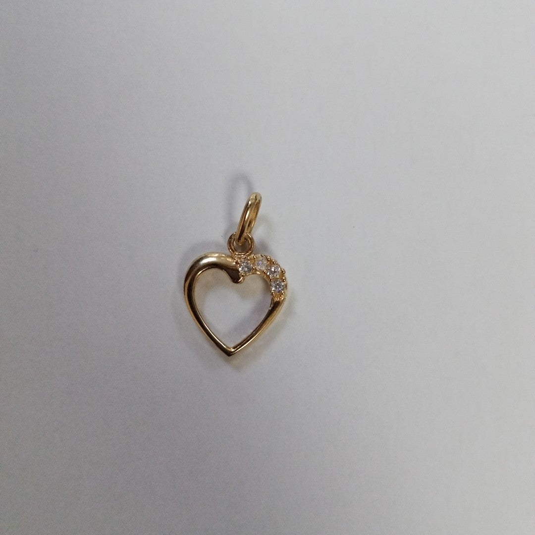 DIJE CORAZON CON CIRCONIAS 14K 1.4 GR (NUEVO)