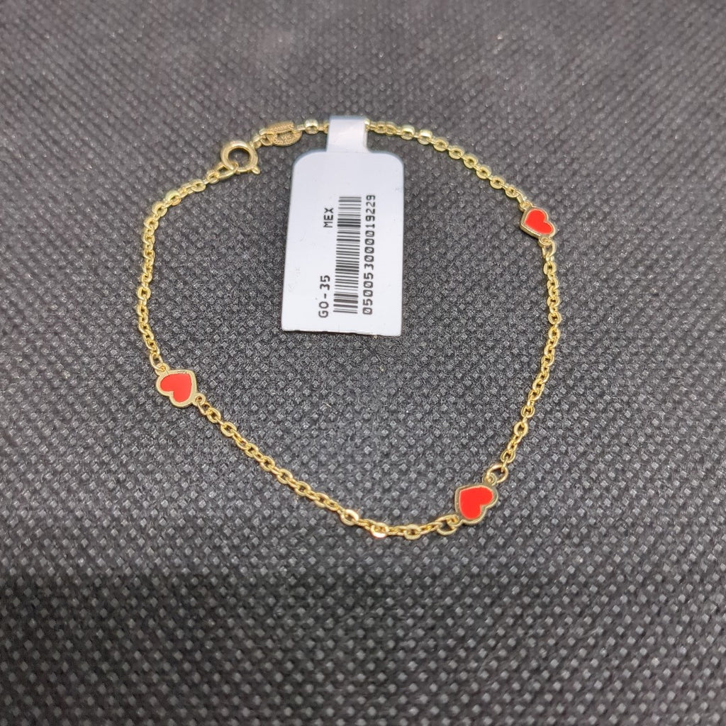 PULSERA ESPECIAL CON CORAZONES 14K 18 CM 1.4 GR (NUEVO)