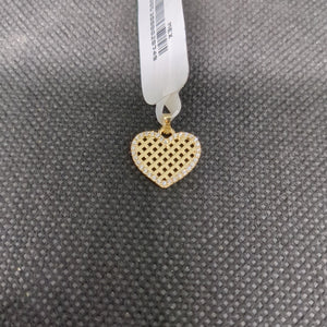 DIJE TEJIDO CORAZON CON CERCO DE CIRCONIAS 14K 1.1 GR (NUEVO)