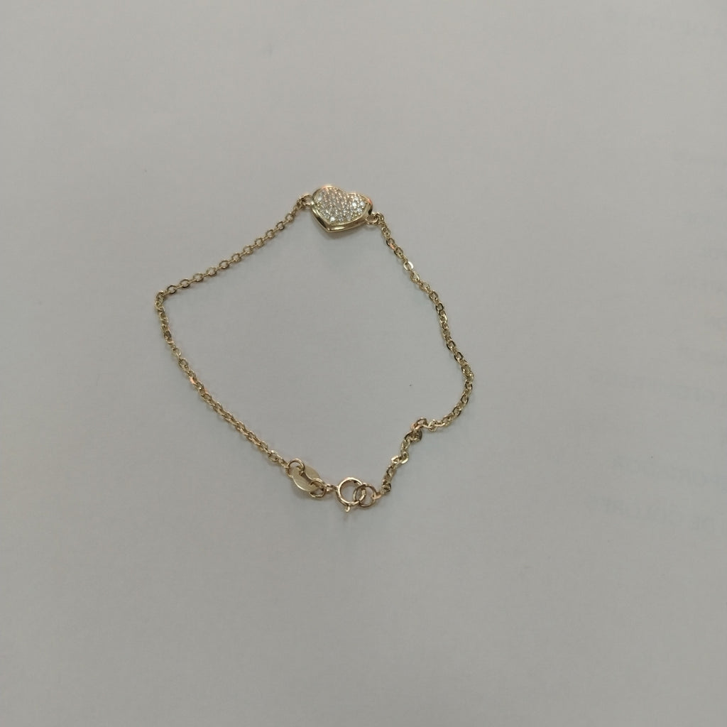 PULSERA TEJIDO ESPECIAL C CORAZON CIRCONIAS 14K 18 CM 2 GR (NUEVO)
