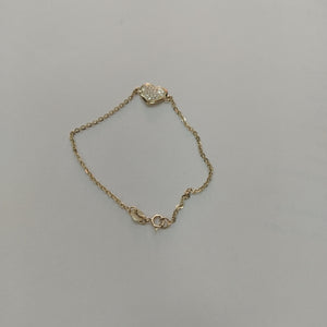 PULSERA TEJIDO ESPECIAL C CORAZON CIRCONIAS 14K 18 CM 2 GR (NUEVO)