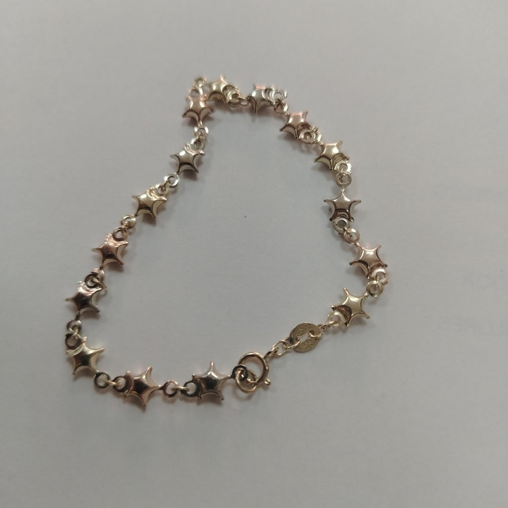 PULSERA TEJIDO ESPECIAL ESTRELLAS COMBINADAS 14K 18 CM 2.3 GR (NUEVO)