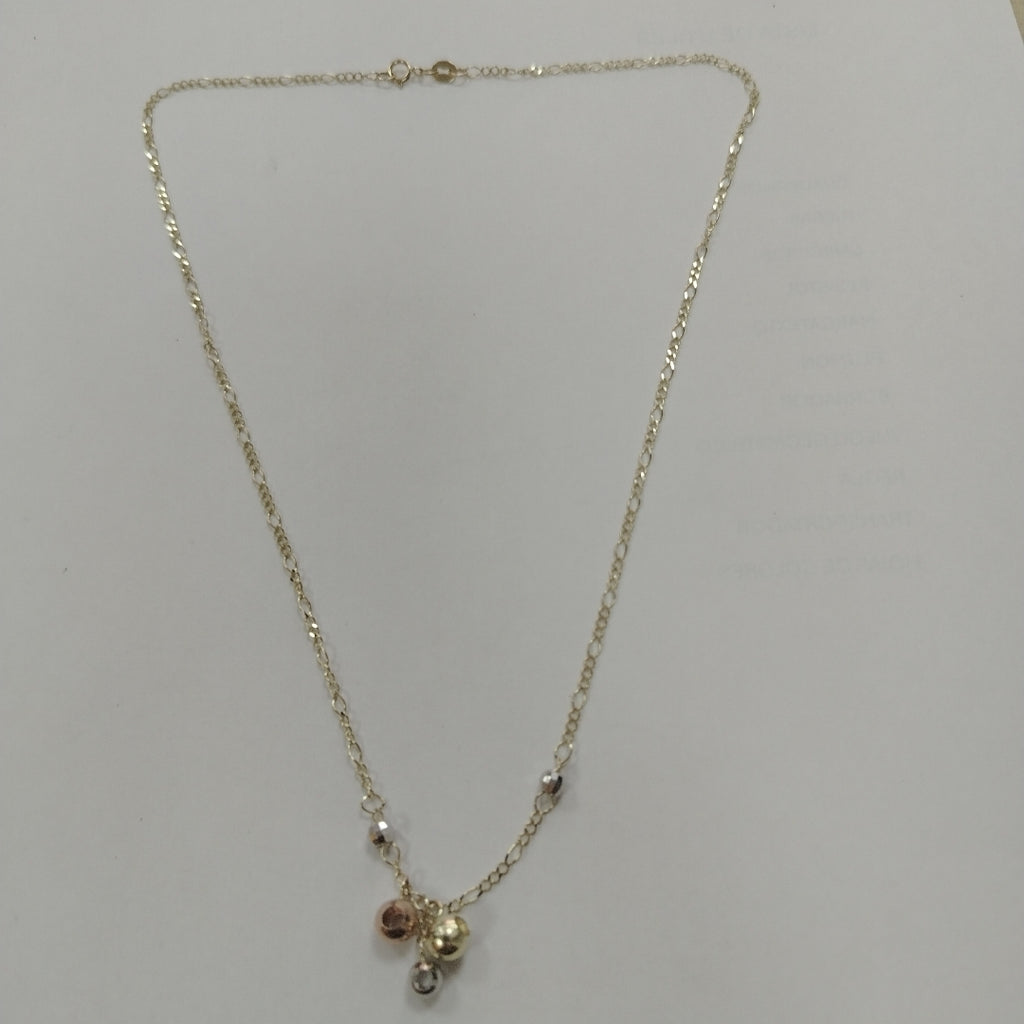 CADENA GARGANTILLA 3X1 CON ESFERAS COMBINADAS 14K 45 CM 3.1 GR (NUEVO)