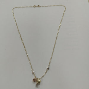 CADENA GARGANTILLA 3X1 CON ESFERAS COMBINADAS 14K 45 CM 3.1 GR (NUEVO)
