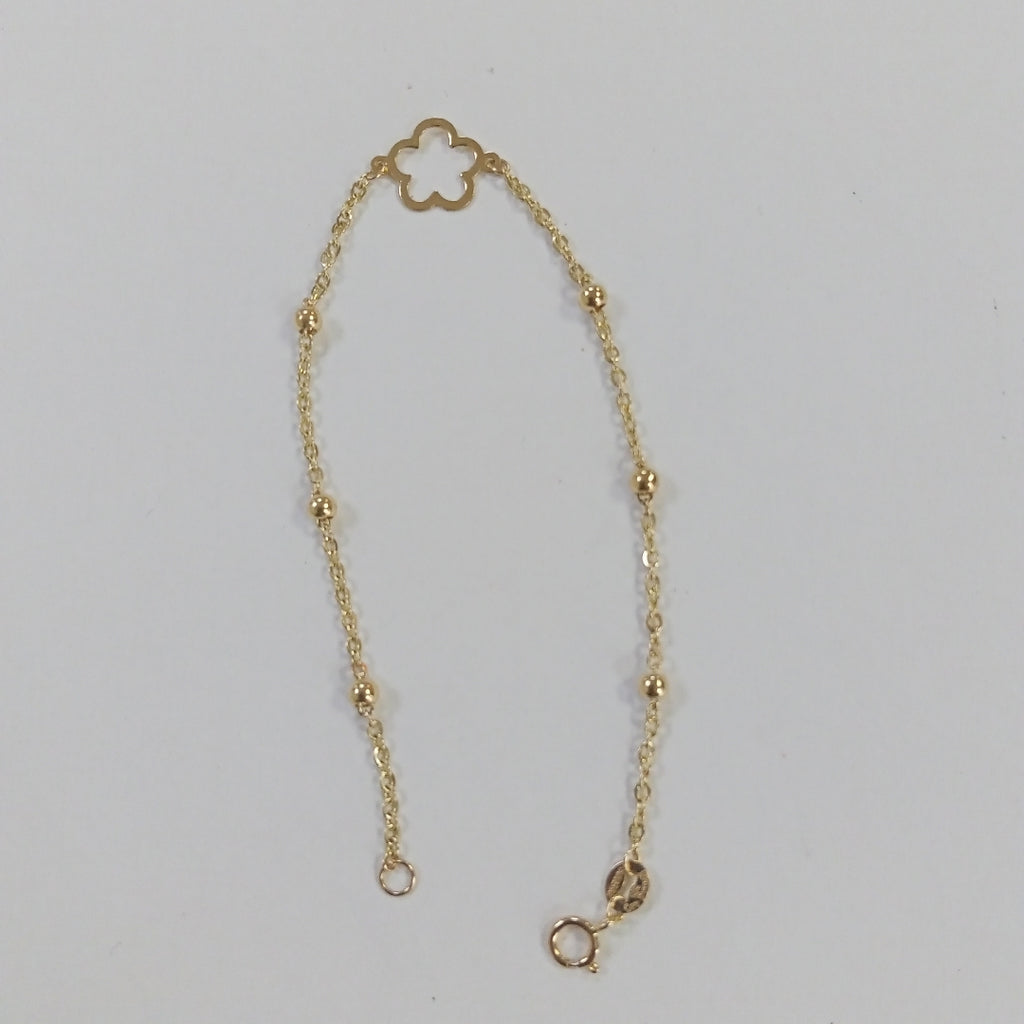 PULSERA TEJIDO ESPECIAL CON FLOR 14K 18 CM 1.6 GR (NUEVO)