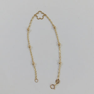 PULSERA TEJIDO ESPECIAL CON FLOR 14K 18 CM 1.6 GR (NUEVO)