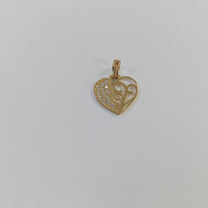 DIJE TEJIDO CORAZON CON CIRCONIAS Y ARBOL DE LA VIDA 14K 0.9 GR (NUEVO)