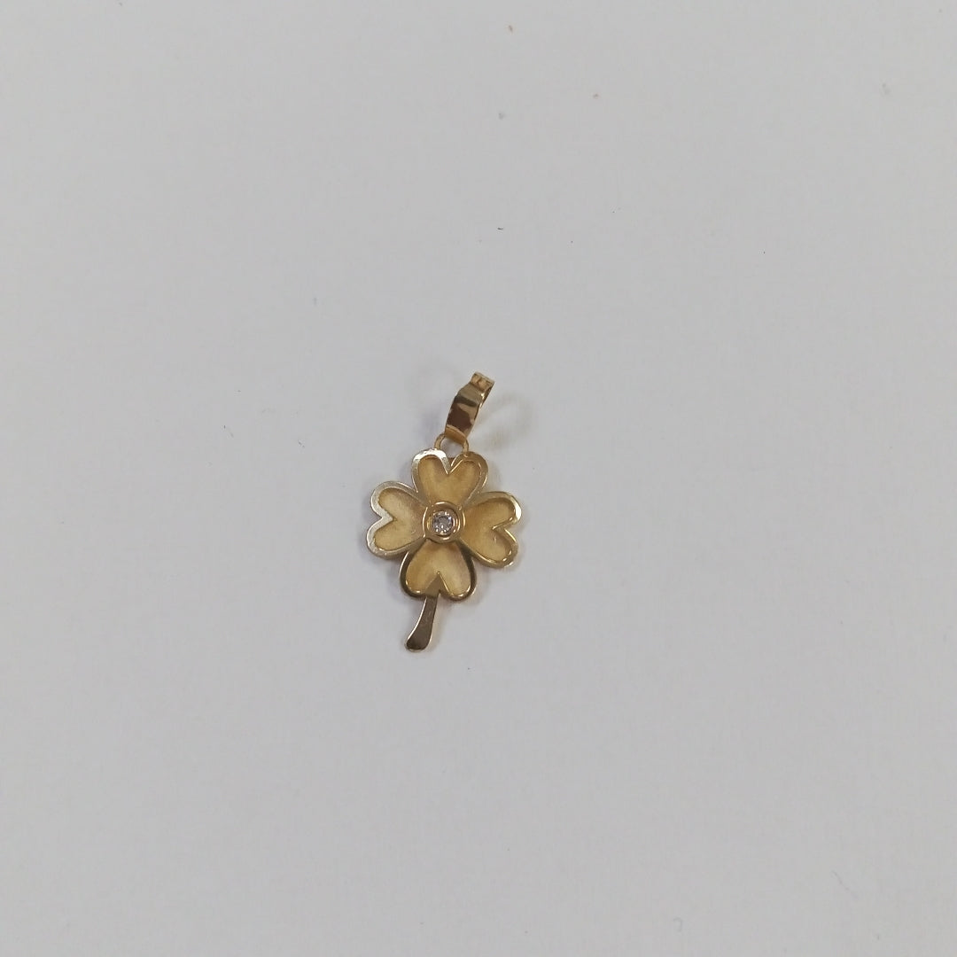 DIJE FIG TREBOL C CIRCONIA 14K 0.8 GR (NUEVO)