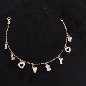 PULSERA ESPECIAL CON DIJES Y CIRCONIAS 14K 18 CM 3.4 GR (NUEVO)