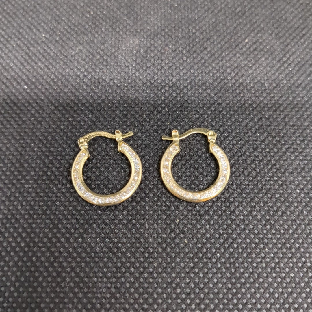 ARETES ARRACADAS CON CIRCONIAS 14K 2.3 GR (NUEVO)