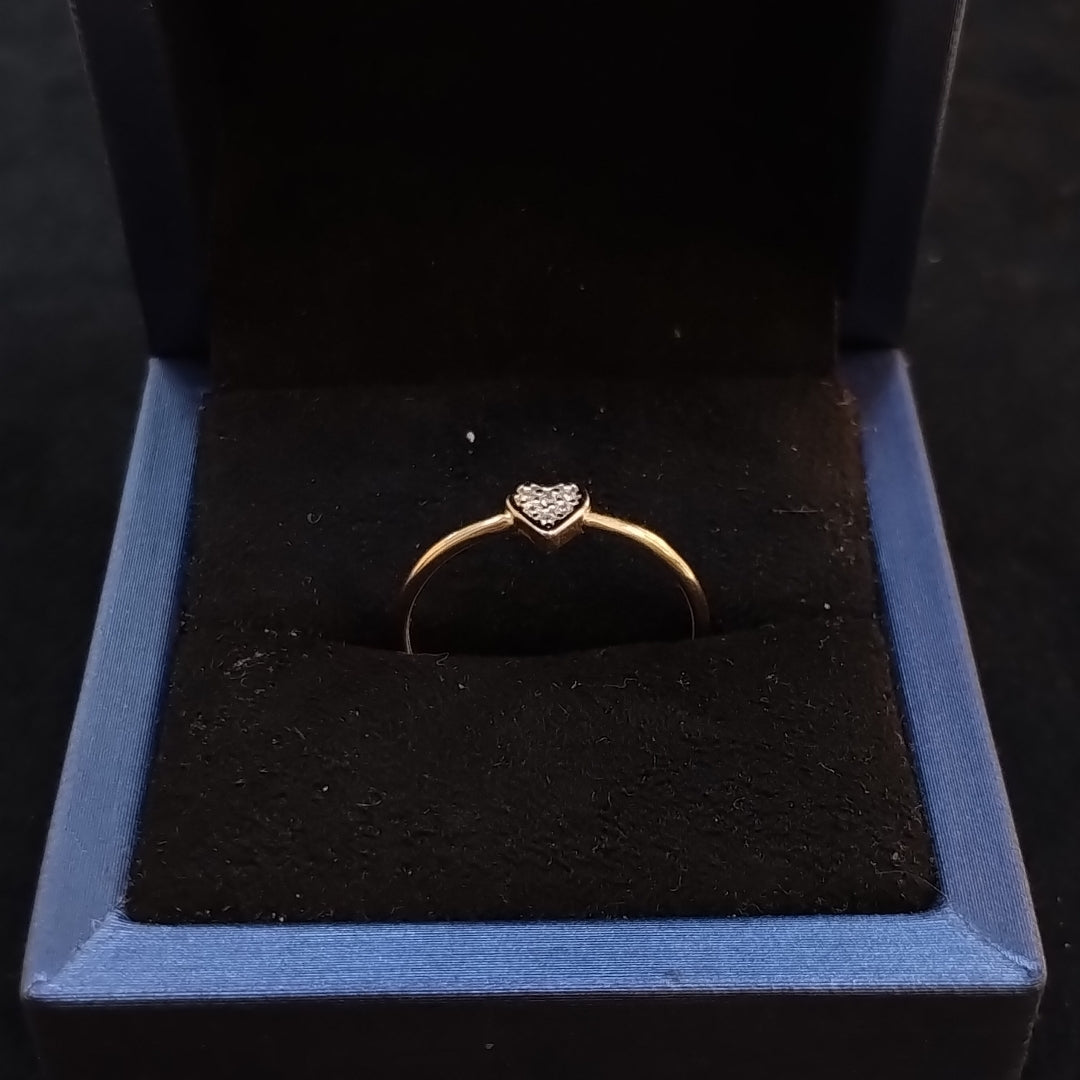 ANILLO ANILLITO CORAZON C CIRCONIA 14K 7 TALLA 0.9 GR (NUEVO)