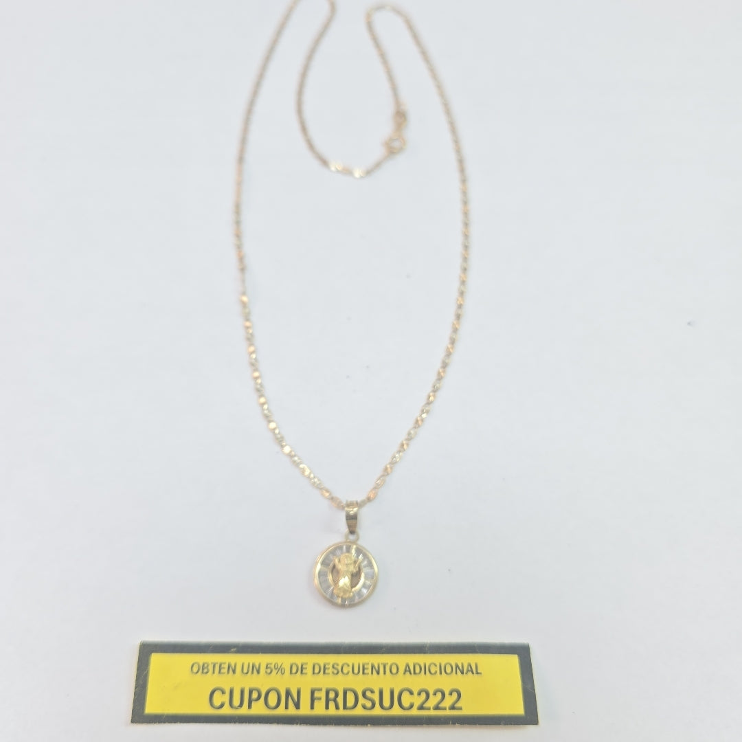 CADENA, MEDALLA RELIGIOSA ORO 10 K 2.6 GRMS (SEMINUEVO)