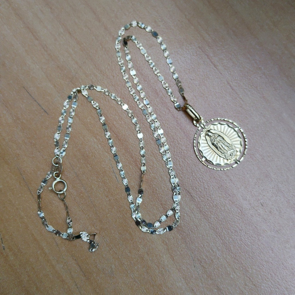 CADENA, MEDALLA RELIGIOSA ORO 14 K 2.6 GRMS (SEMINUEVO)