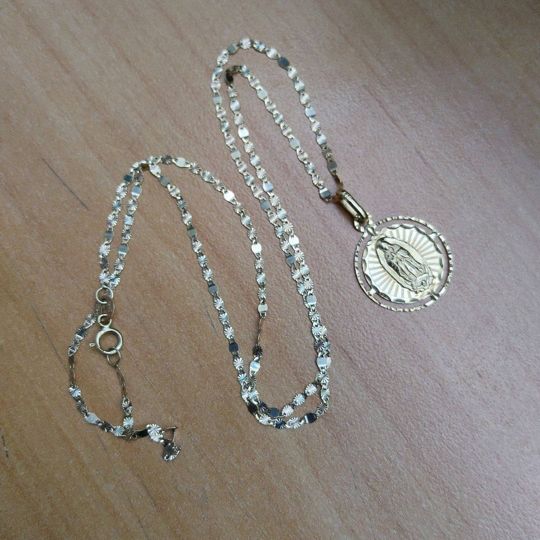 CADENA, MEDALLA RELIGIOSA ORO 14 K 2.6 GRMS (SEMINUEVO)
