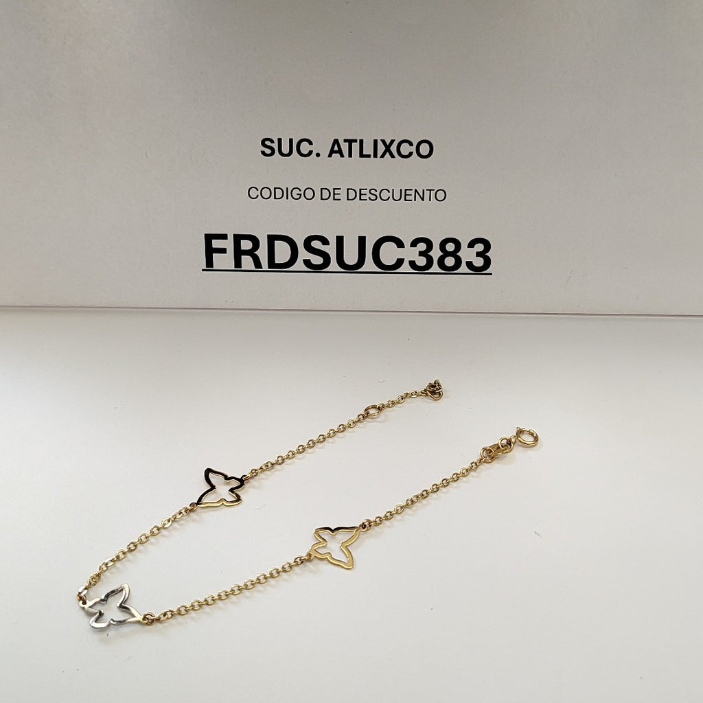 PULSERA ESPECIAL C MARIPOSAS 14K 18 CM 1.7 GR (NUEVO)
