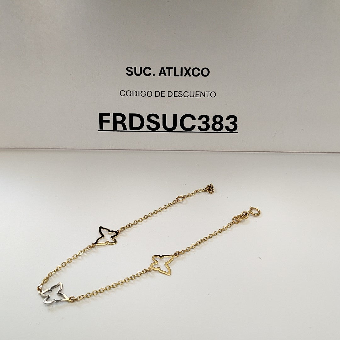 PULSERA ESPECIAL C MARIPOSAS 14K 18 CM 1.7 GR (NUEVO)