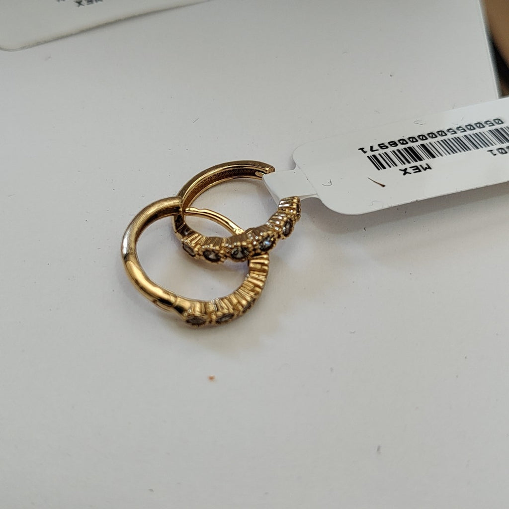 ARETES HUGGIES C CIRCONIAS 14K 2 GR (NUEVO)